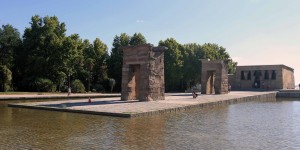 Temple of Debod, an ancient Egyptian temple which was dismantled and rebuilt in Madrid.