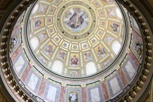 The interior of the main dome inside St. Stephen's Basilica.