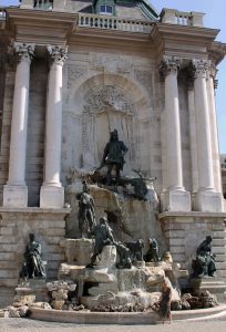 Matthias Fountain in the western forecourt of the Royal Palace (also known as the "Buda Castle").